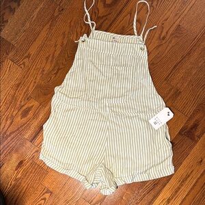 Billabong Green Striped Overalls